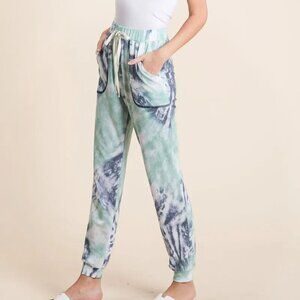 BiBi Tie Dye French Terry Casual Sweat Pants